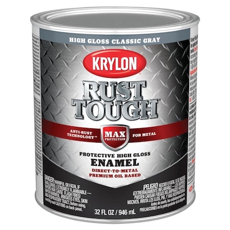 Krylon Rust Tough Oil-Based Gloss  Rust Control Enamel, Gray, 1 Qt. K09716008